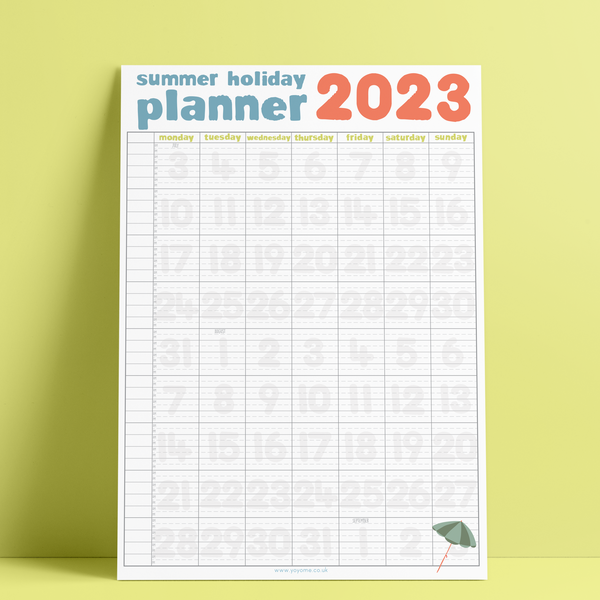 A2 Summer Holiday Planner 2023