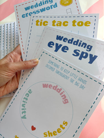 Wedding activity sheets pack with crayon pen