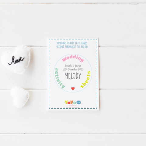 Wedding activity sheets pack with crayon pen