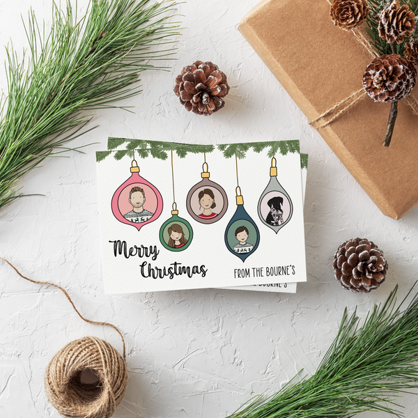Personalised Bauble Portrait Christmas Cards